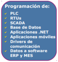 plc, rtda, scada, base de datos, drivers, erp, mes